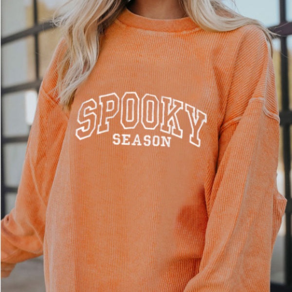 Sudadera de canalé retorcido con letras y gráficos bordados en naranja