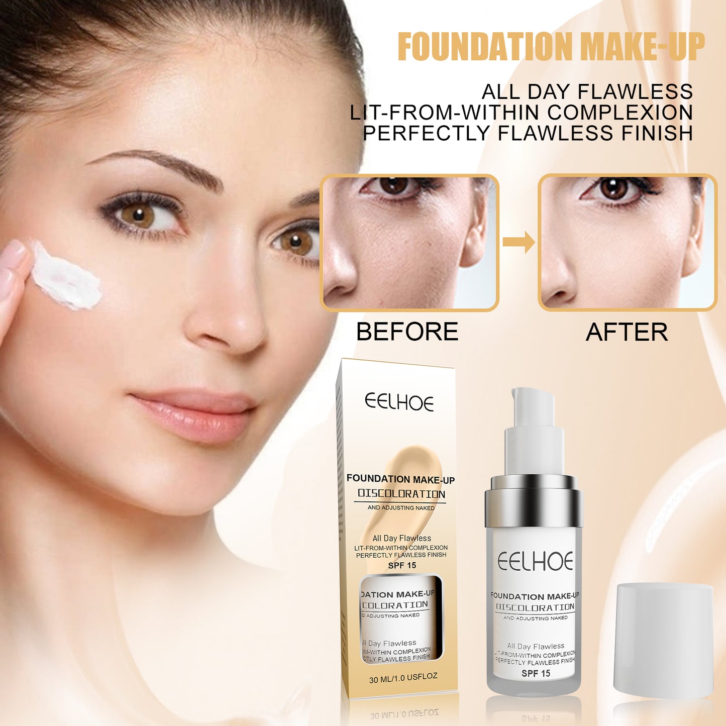 Concealer Color Change Liquid Foundation Concealer Long-Lasting Moisture Moisturizing, Moisturizing, Moisturizing, Warming, Brightening And Clear Complexion