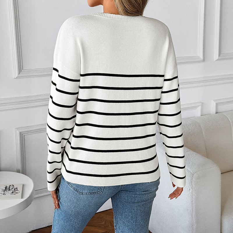 Suéteres de manga larga con cuello en V para mujer, ropa de otoño e invierno.