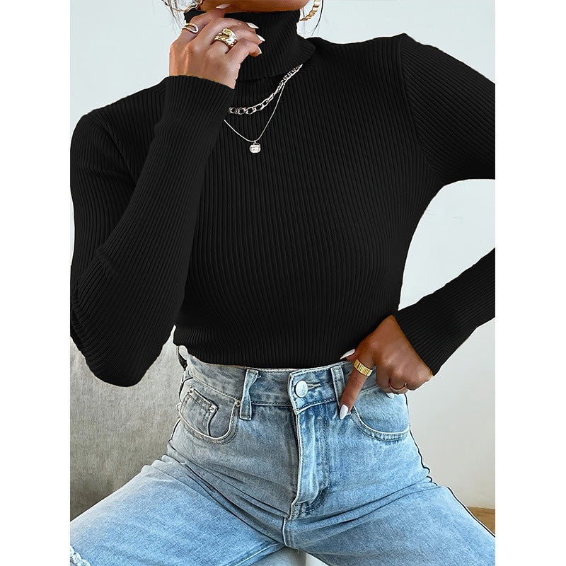 Suéter de cuello alto para mujer, jersey de punto