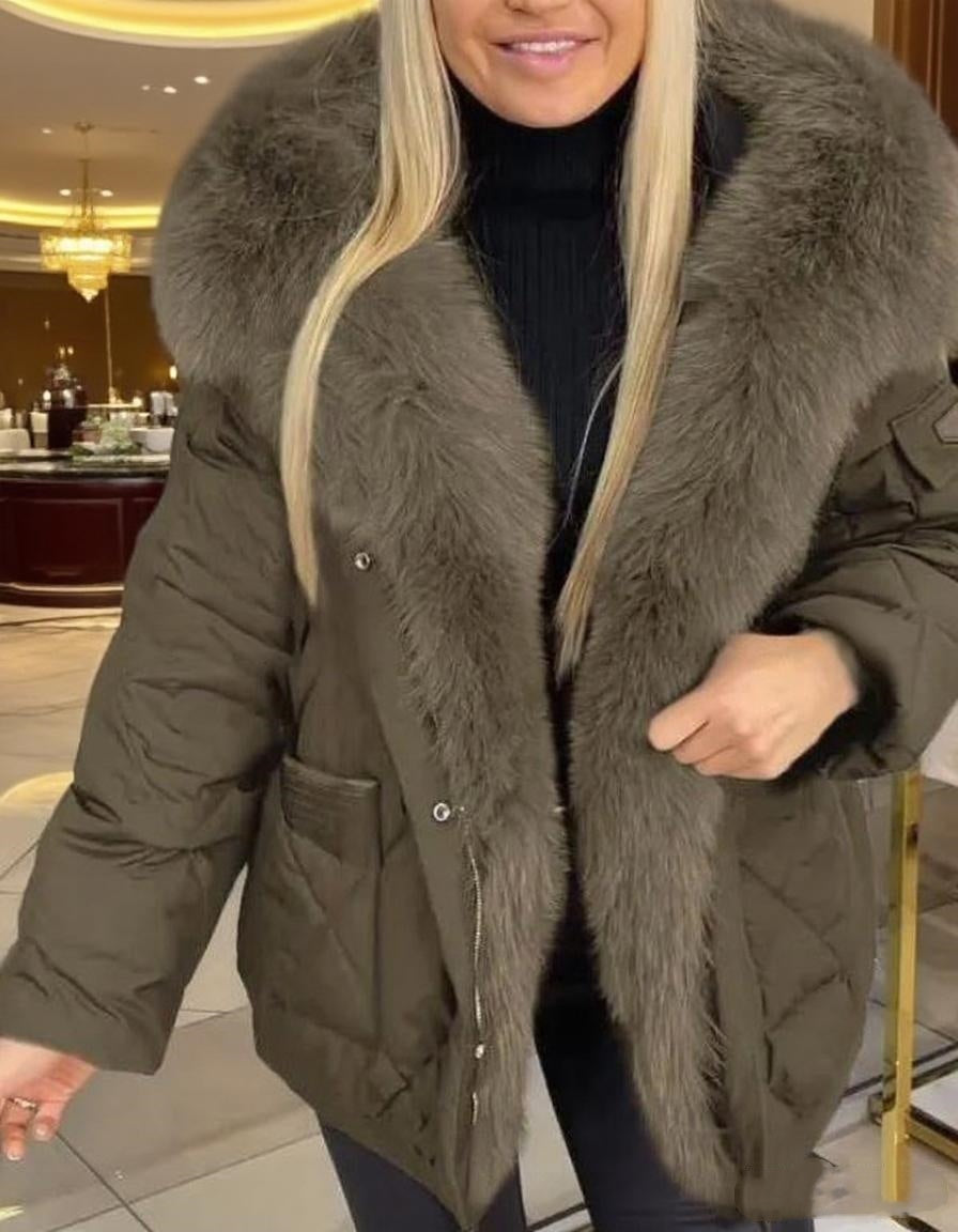 Chaqueta de algodón con capucha de longitud media para mujer