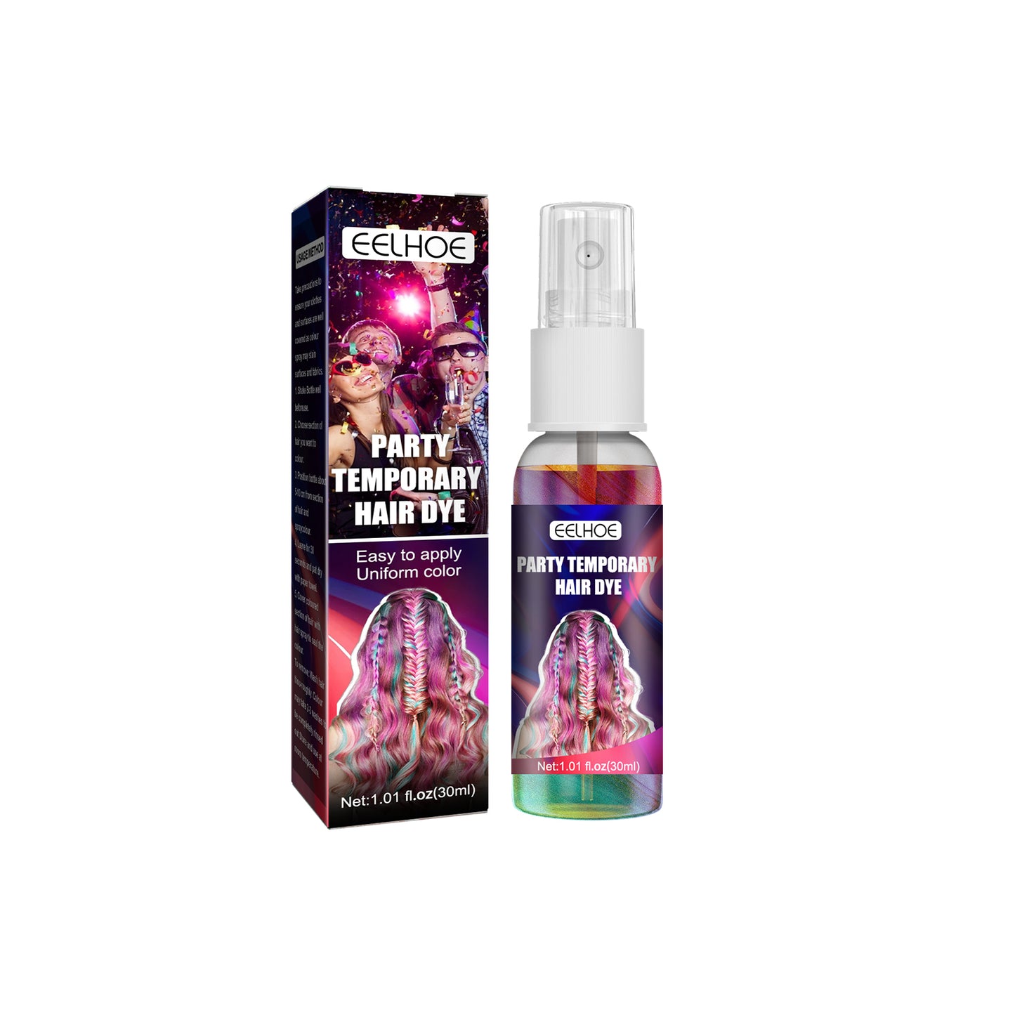 Party Temporary Hair Dye, Disposable Party Glitter Hair Color Fast And Easy Color Without Damaging Hair