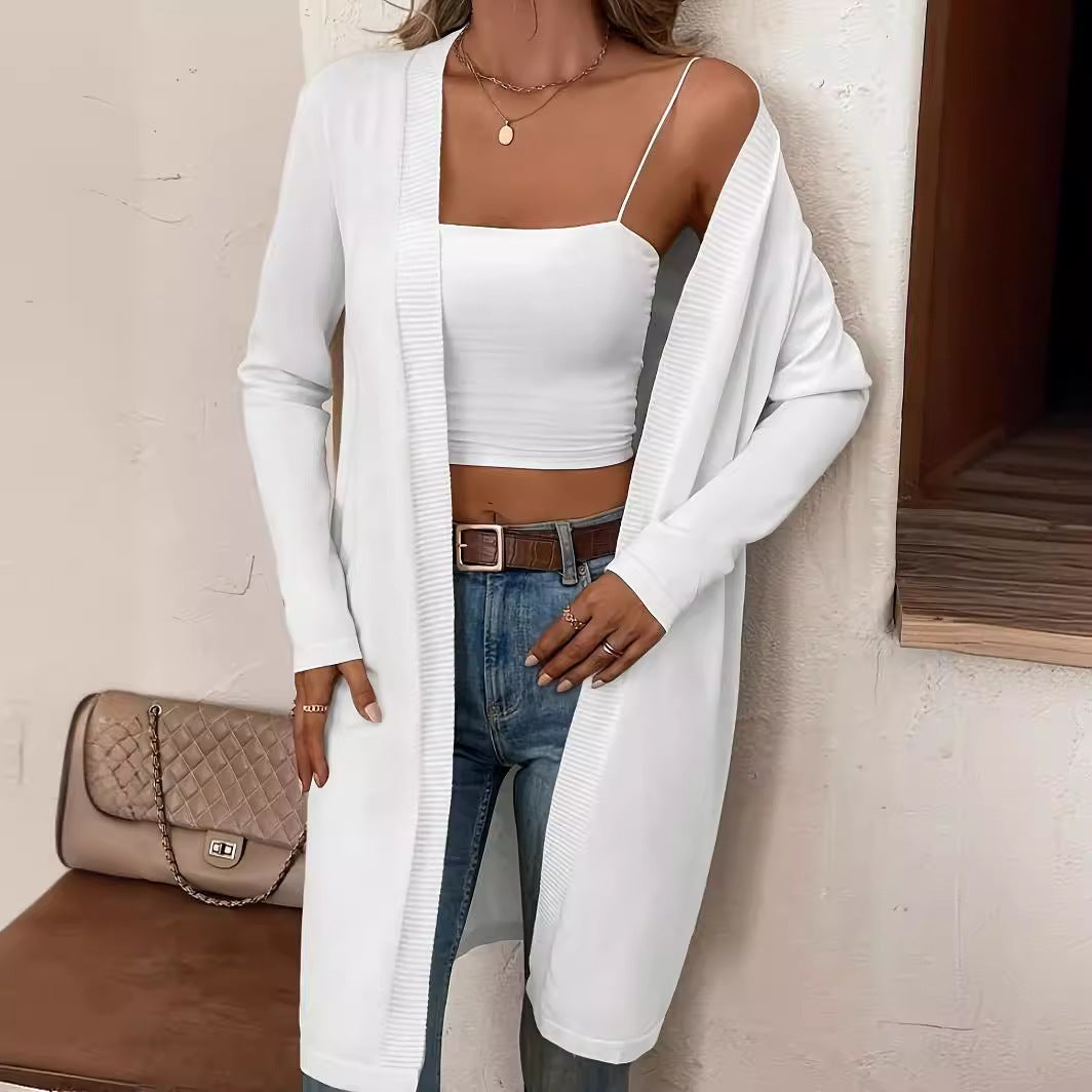 Cárdigan de punto elegante y moderno que combina con todo para mujer, fino de verano