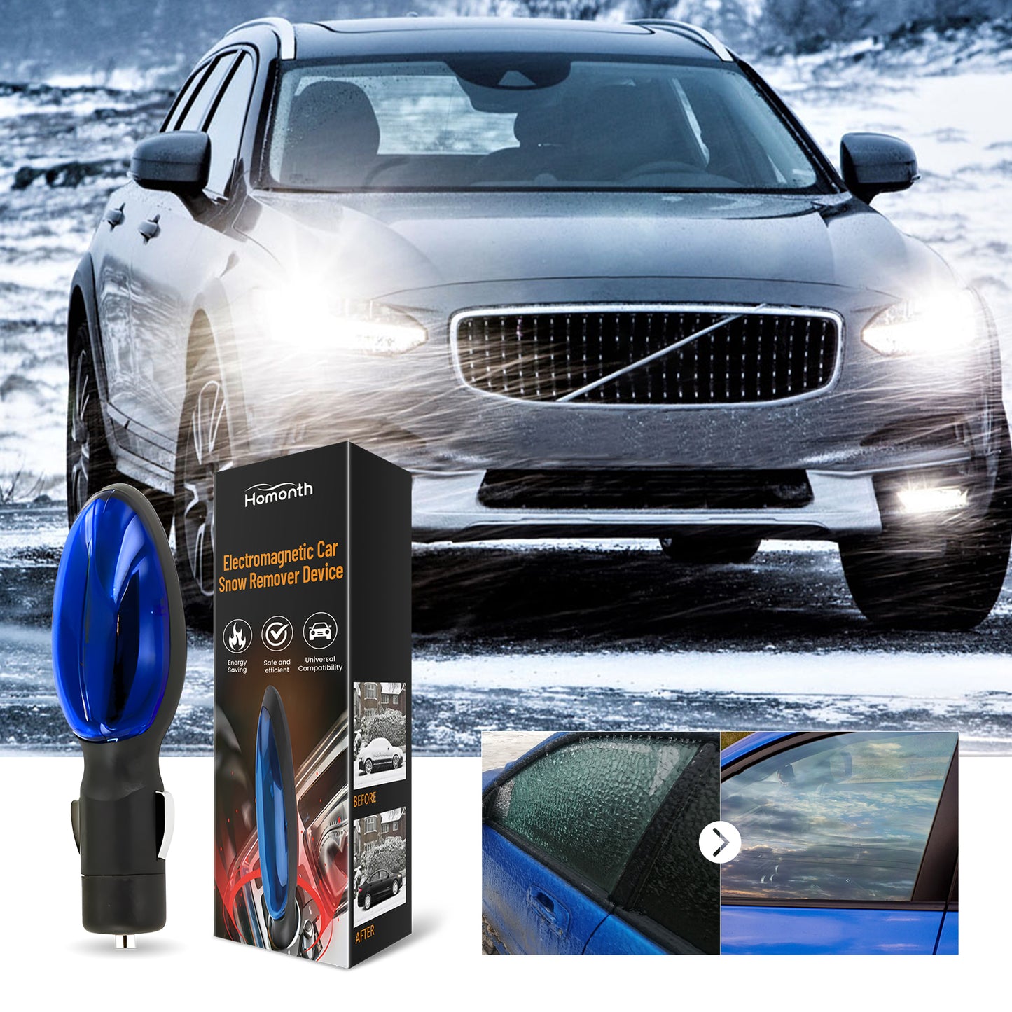 Electromagnetic Heating Snow Removal Device, Car Glass Snow Removal Defrosting Portable Car Deicing Instrument