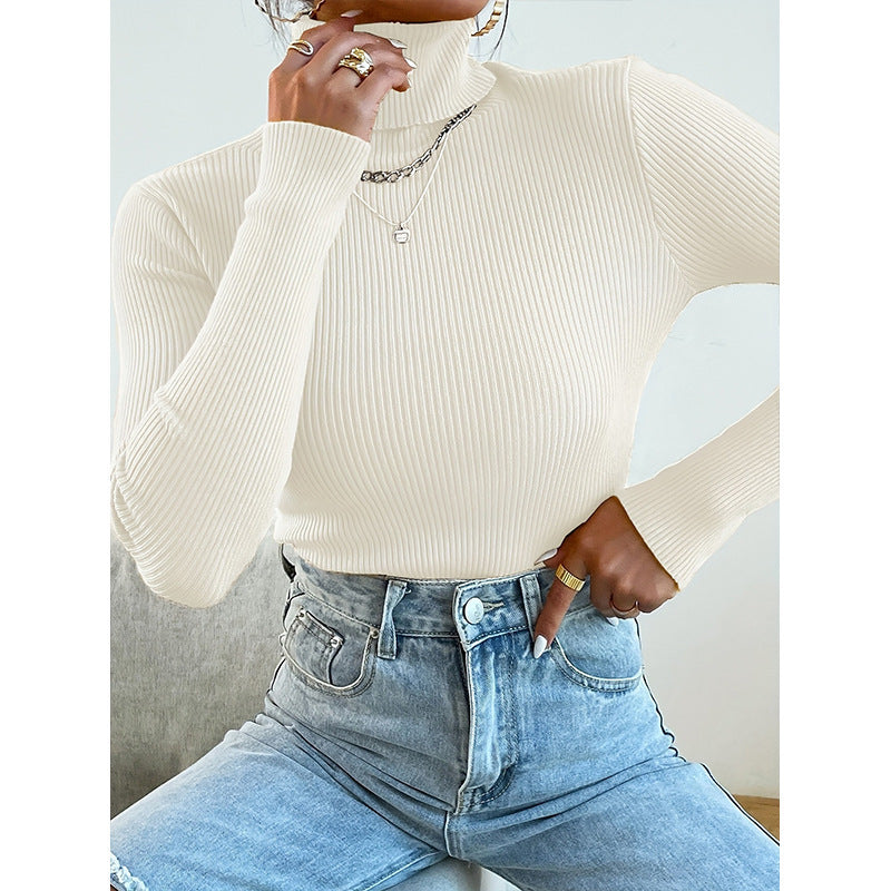 Suéter de cuello alto para mujer, jersey de punto