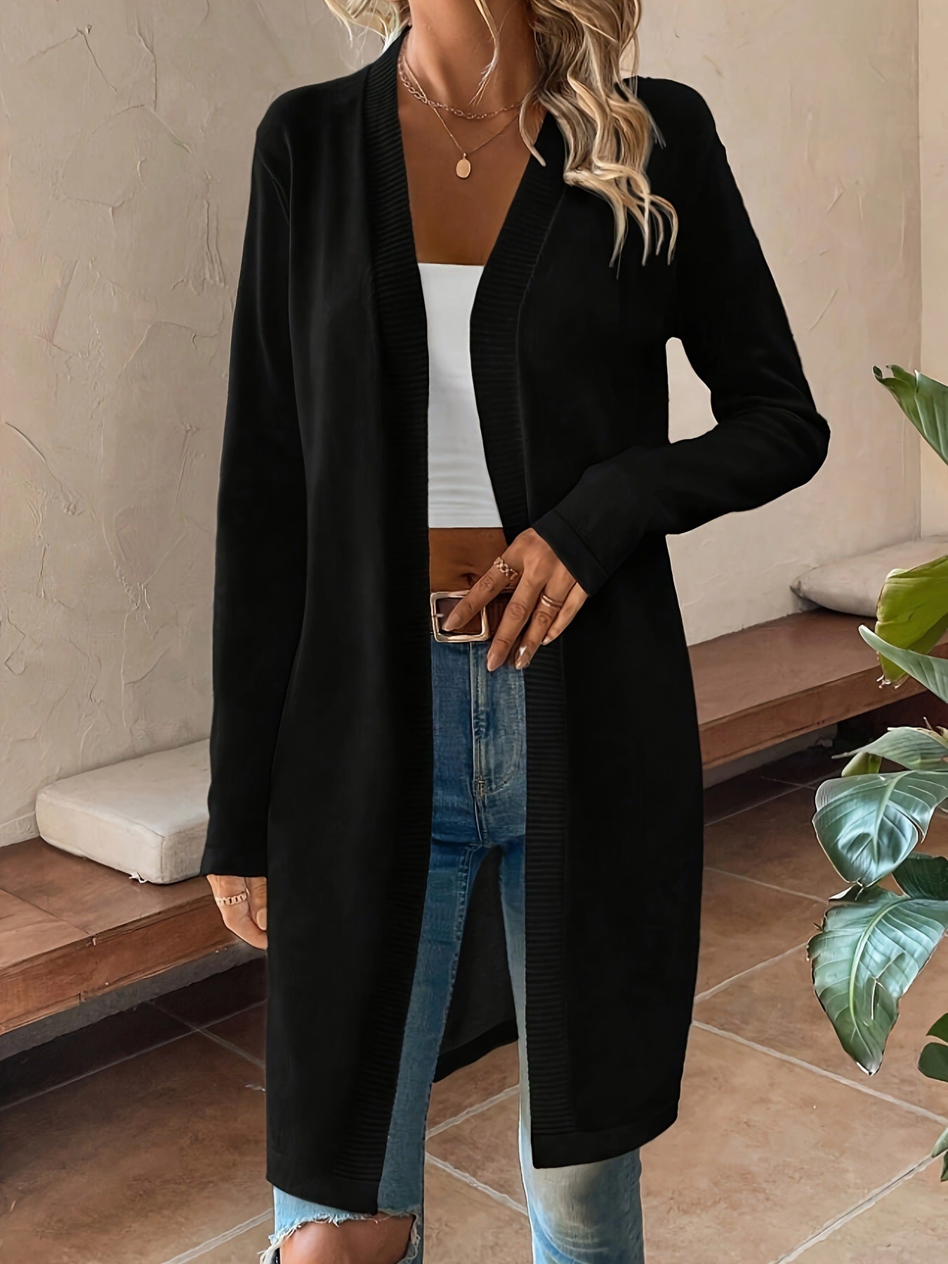 Cárdigan de punto elegante y moderno que combina con todo para mujer, fino de verano