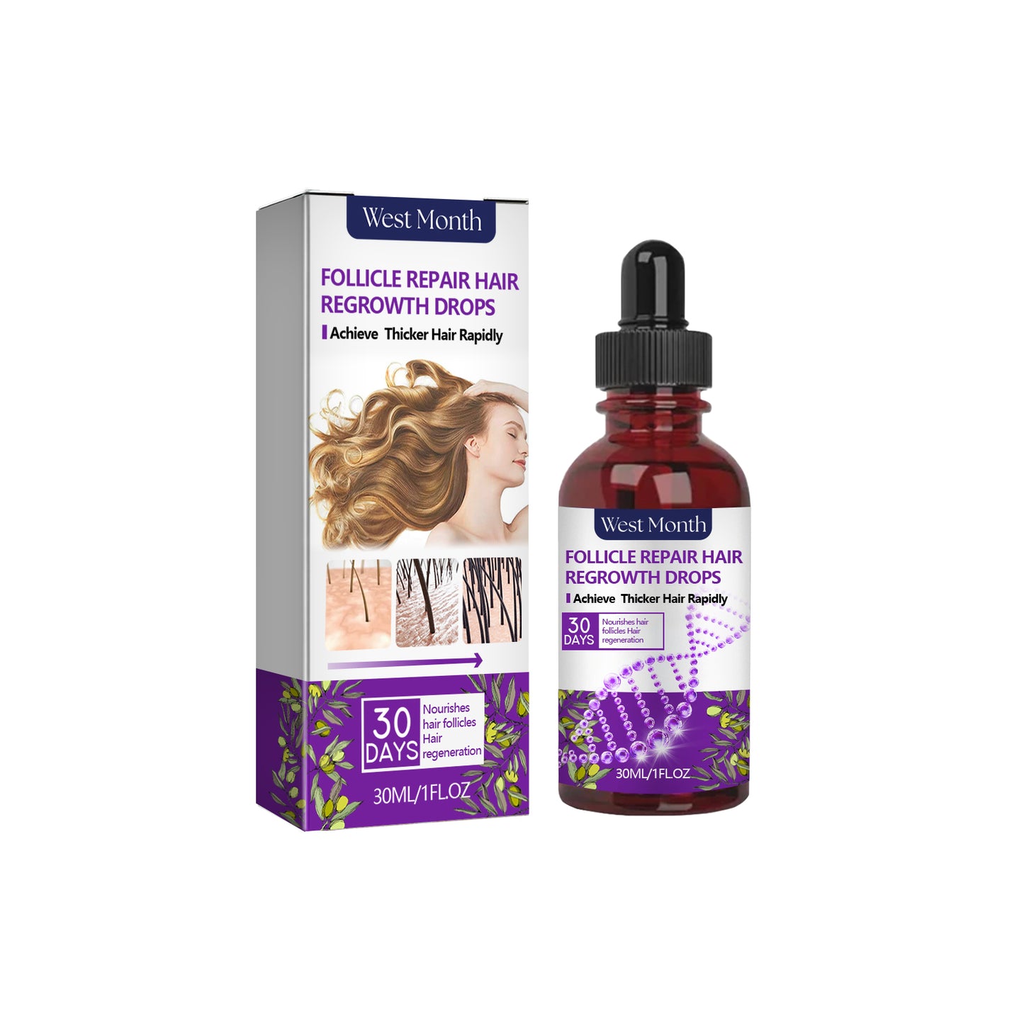 Follicle Repair Hair Regrowth Drops, Hair Protection Strong And Solid Hair Thickening Scalp Nourishing Massage Lotion
