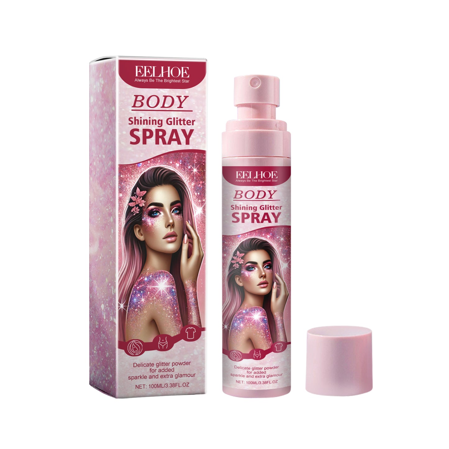 Stage Makeup Glitter Spray Facial Clavicle Brightening Glitter Natural Stereoscopic Long-Lasting Highlighter Spray