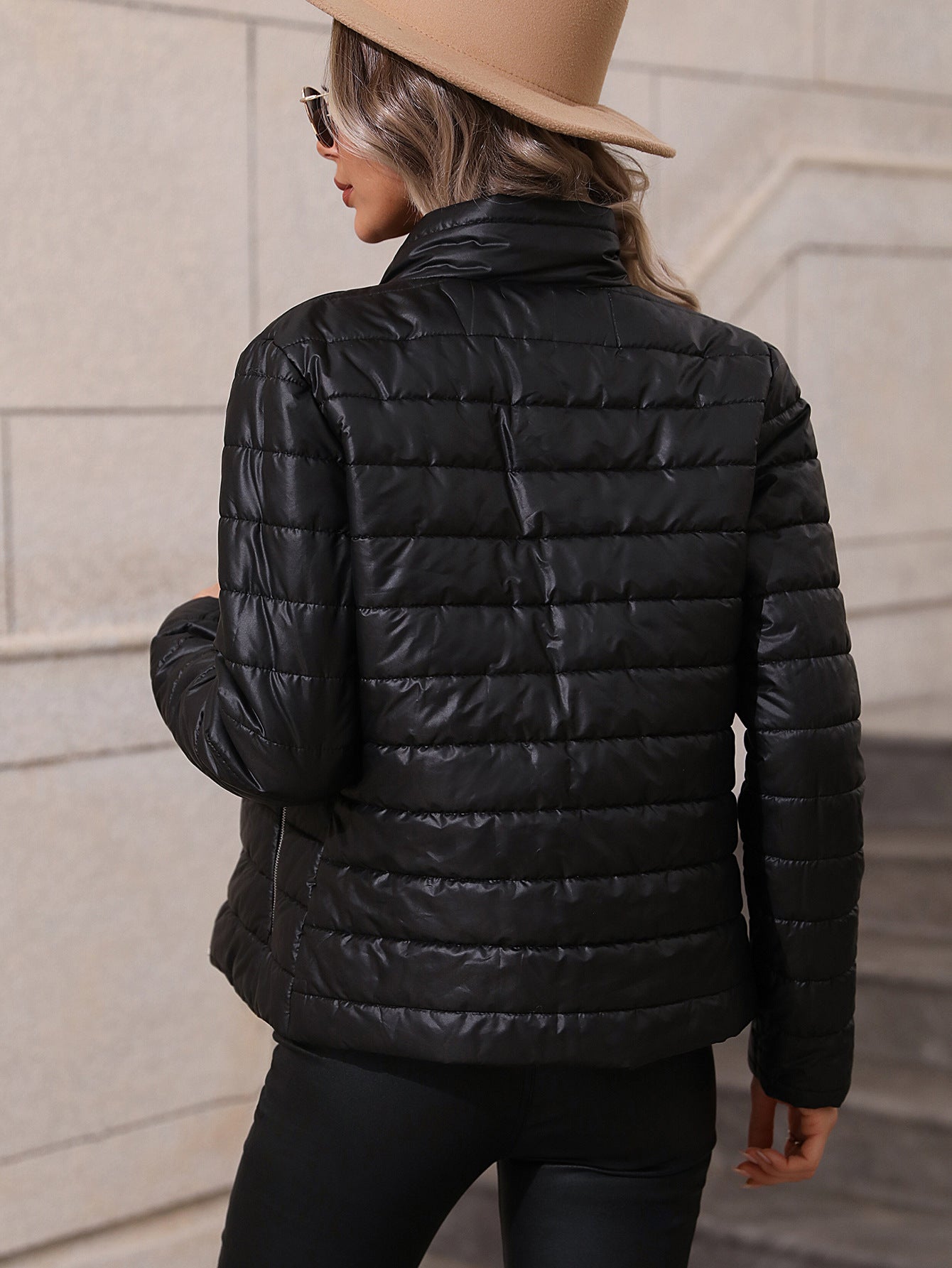 Chaqueta de algodón con cuello alto informal para mujer europea y americana