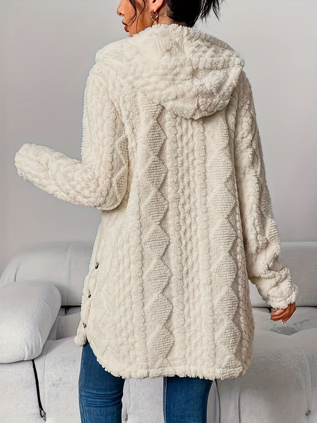 Cárdigan largo con capucha de invierno para mujer