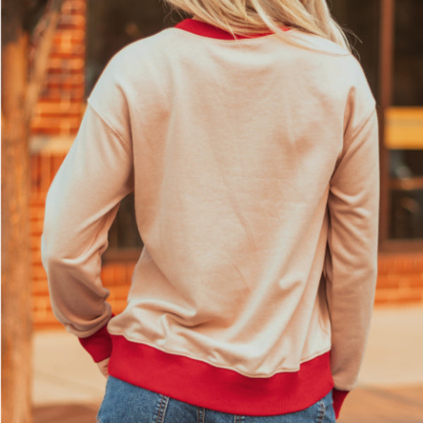Sudadera holgada con detalle de rayas y letras y gráficos