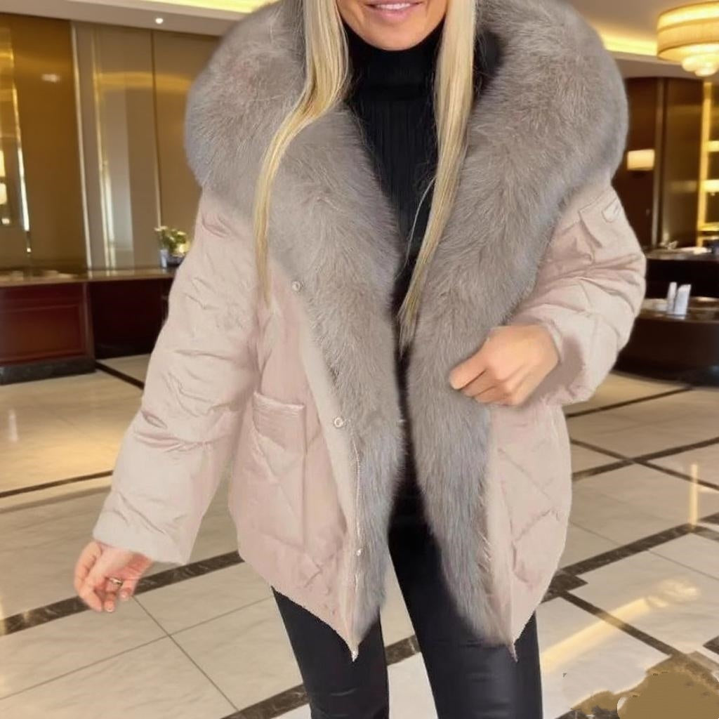 Chaqueta de algodón con capucha de longitud media para mujer
