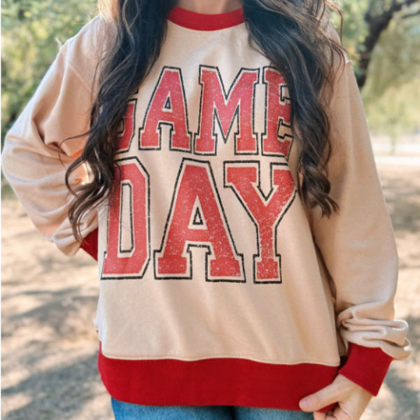 Sudadera holgada con detalle de rayas y letras y gráficos