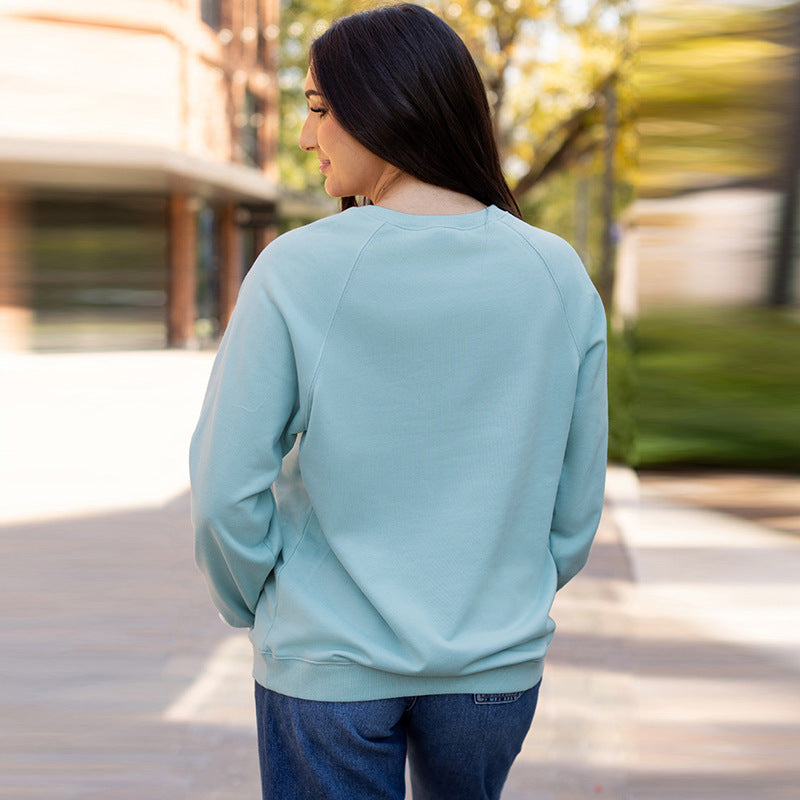 Sudadera informal holgada de manga larga con rayas de arcoíris