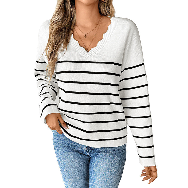 Suéteres de manga larga con cuello en V para mujer, ropa de otoño e invierno.