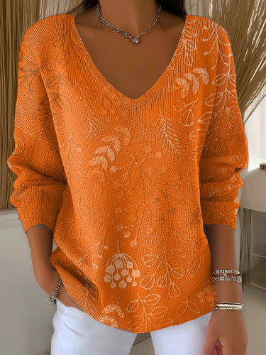 Camiseta holgada de media manga con cuello en V para mujer