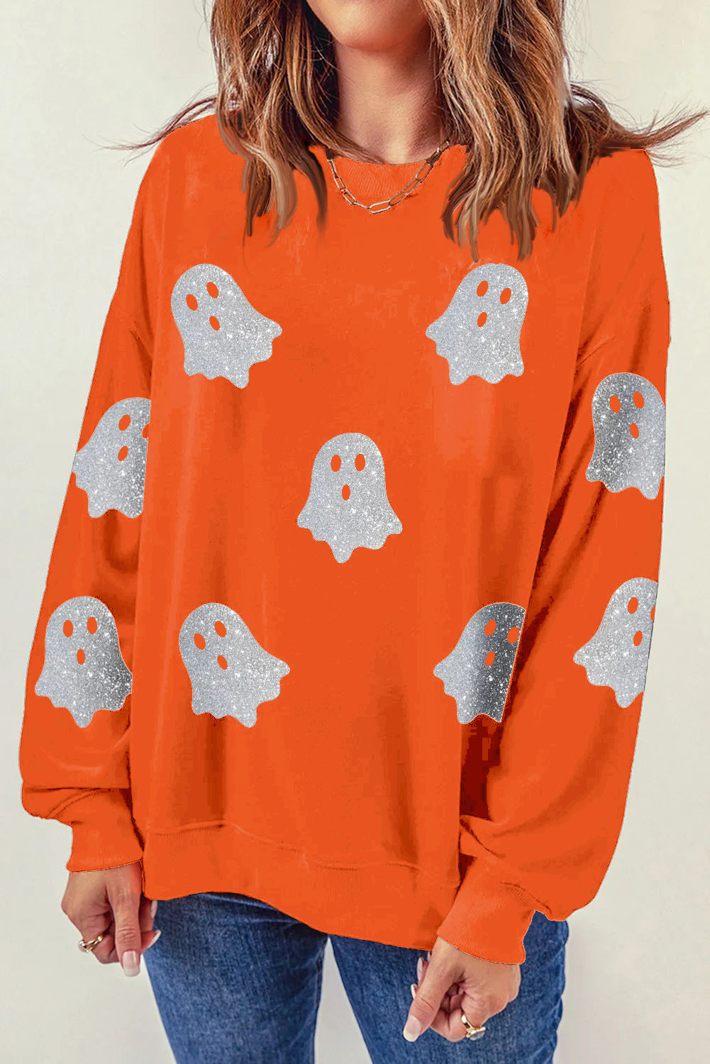 Suéter informal holgado con parte superior de fantasma de Halloween