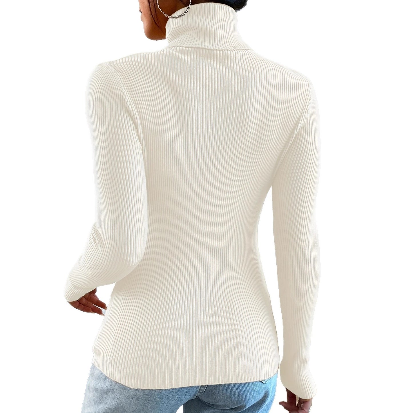 Suéter de cuello alto para mujer, jersey de punto