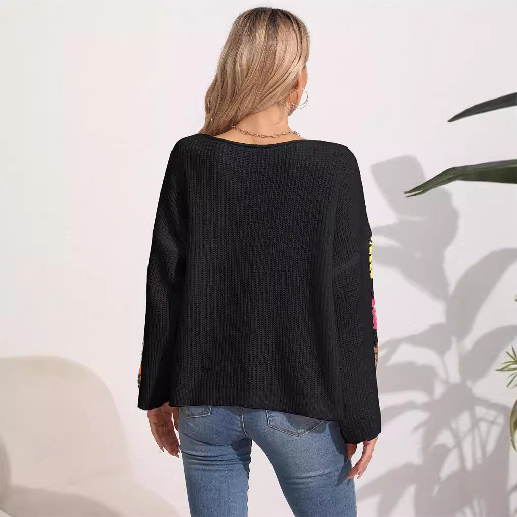 Suéter de cuello redondo con ropa de belleza