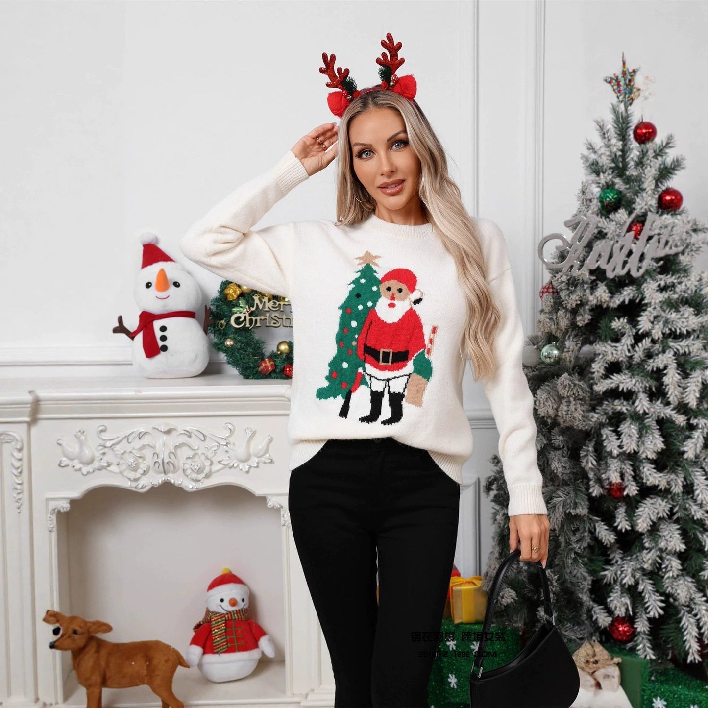 Top informal de Jacquard para mujer, talla grande, para Navidad y Año Nuevo