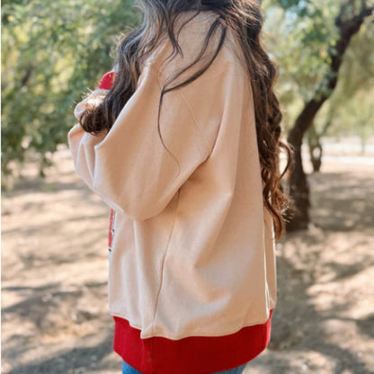 Sudadera holgada con detalle de rayas y letras y gráficos
