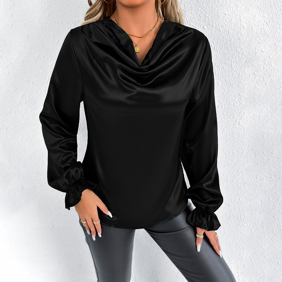 Camisa de satén de verano para mujer, manga regular