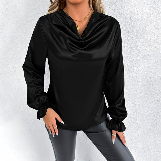 Camisa de satén de verano para mujer, manga regular