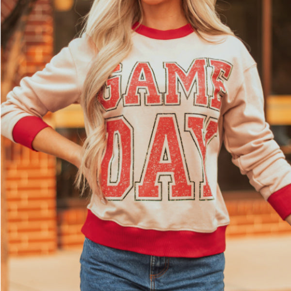 Sudadera holgada con detalle de rayas y letras y gráficos