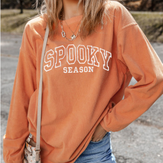 Sudadera de canalé retorcido con letras y gráficos bordados en naranja