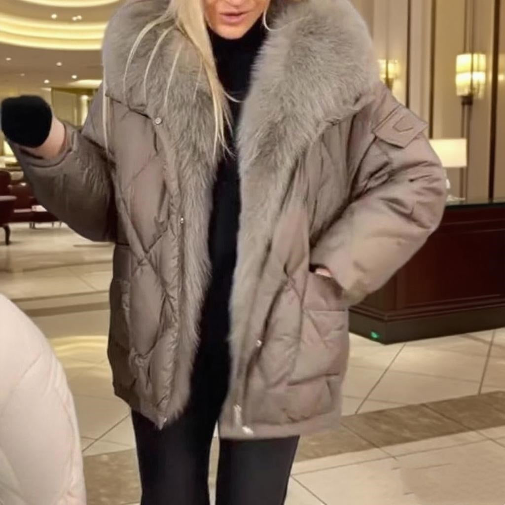 Chaqueta de algodón con capucha de longitud media para mujer