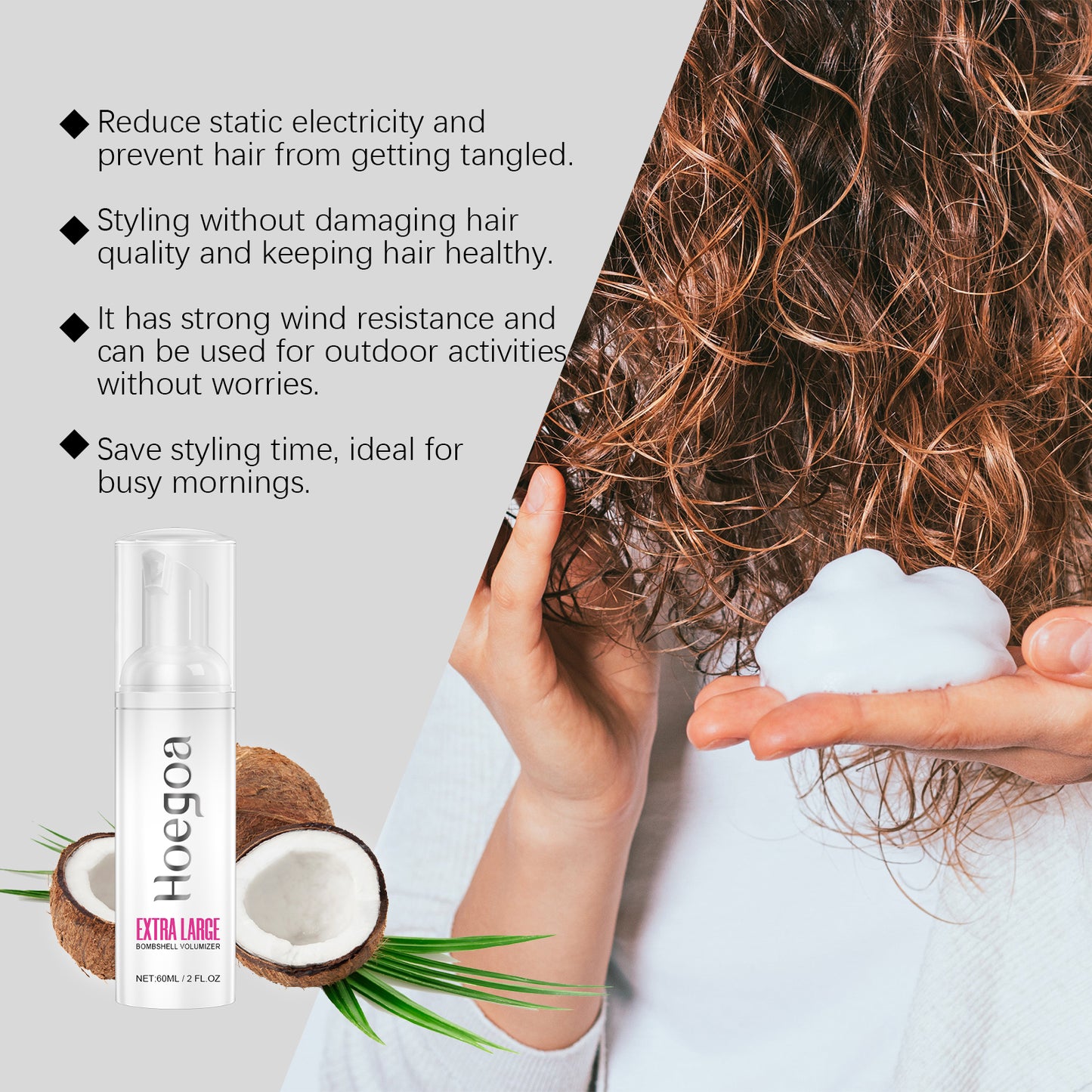 Volumizing Curls Styling Mousse Hair Styling Wax Foam Curls Moisturizing Treatment Mousse