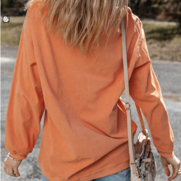 Sudadera de canalé retorcido con letras y gráficos bordados en naranja