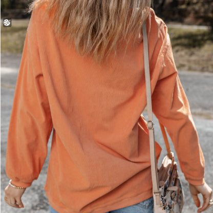 Sudadera de canalé retorcido con letras y gráficos bordados en naranja