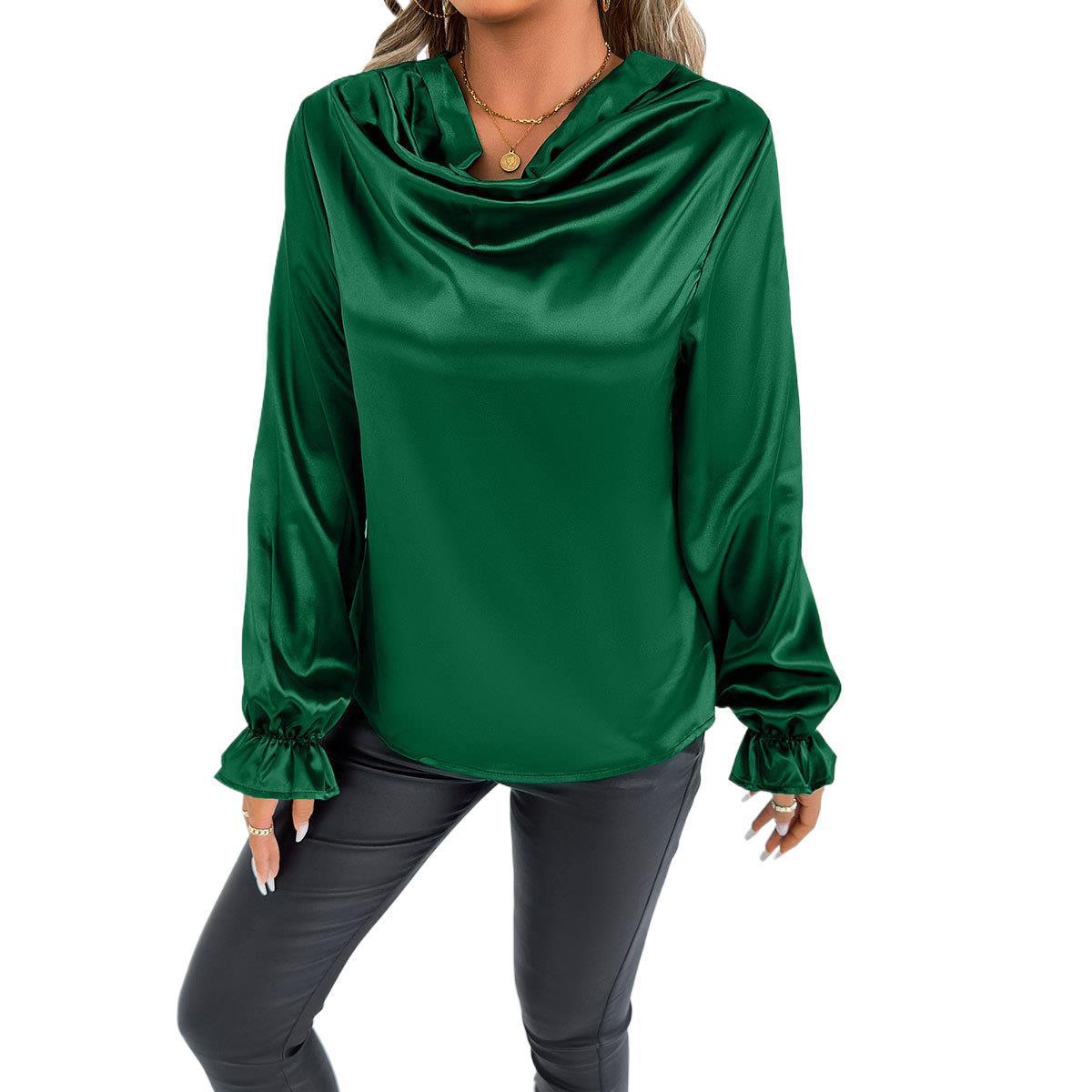Camisa de satén de verano para mujer, manga regular