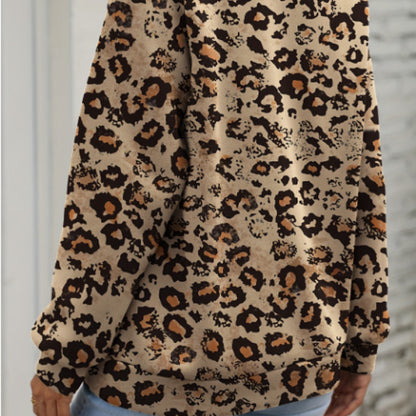 Sudadera marrón blanqueada con estampado de leopardo y calabaza de Halloween