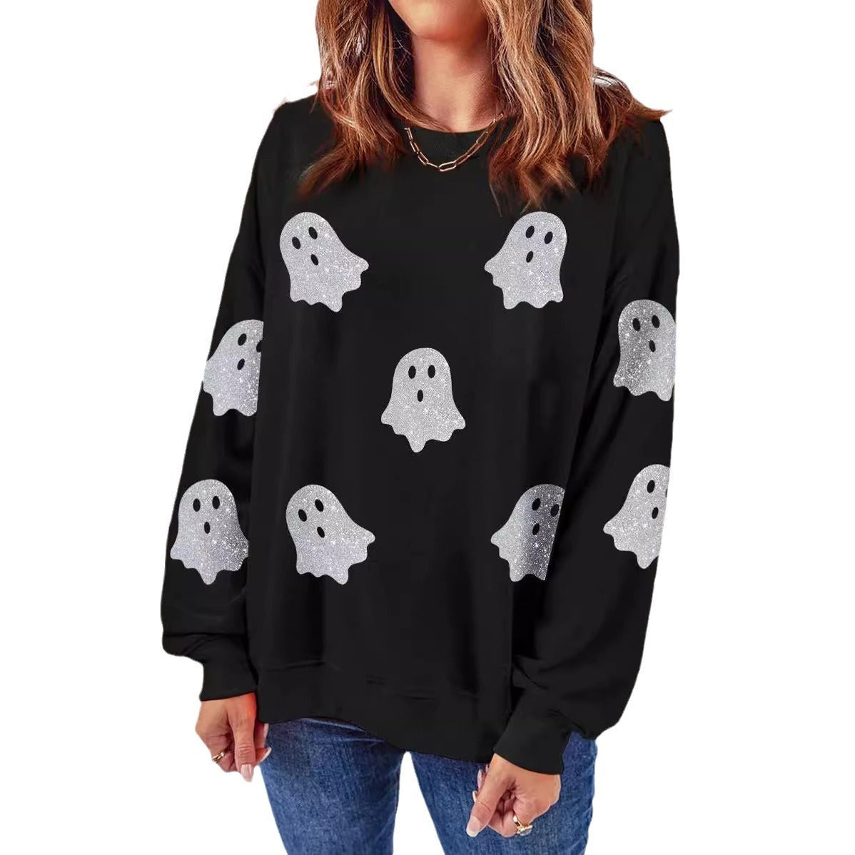 Suéter informal holgado con parte superior de fantasma de Halloween
