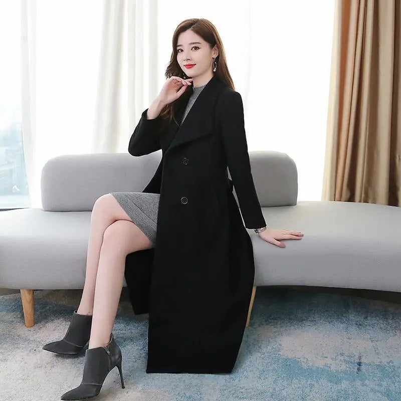 Chaqueta fina de lana con solapa para mujer