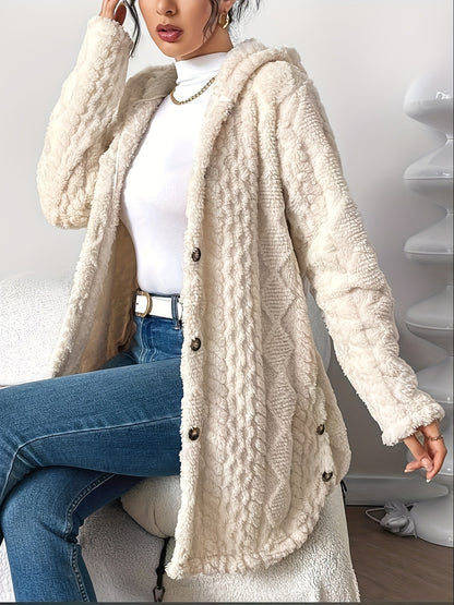 Cárdigan largo con capucha de invierno para mujer