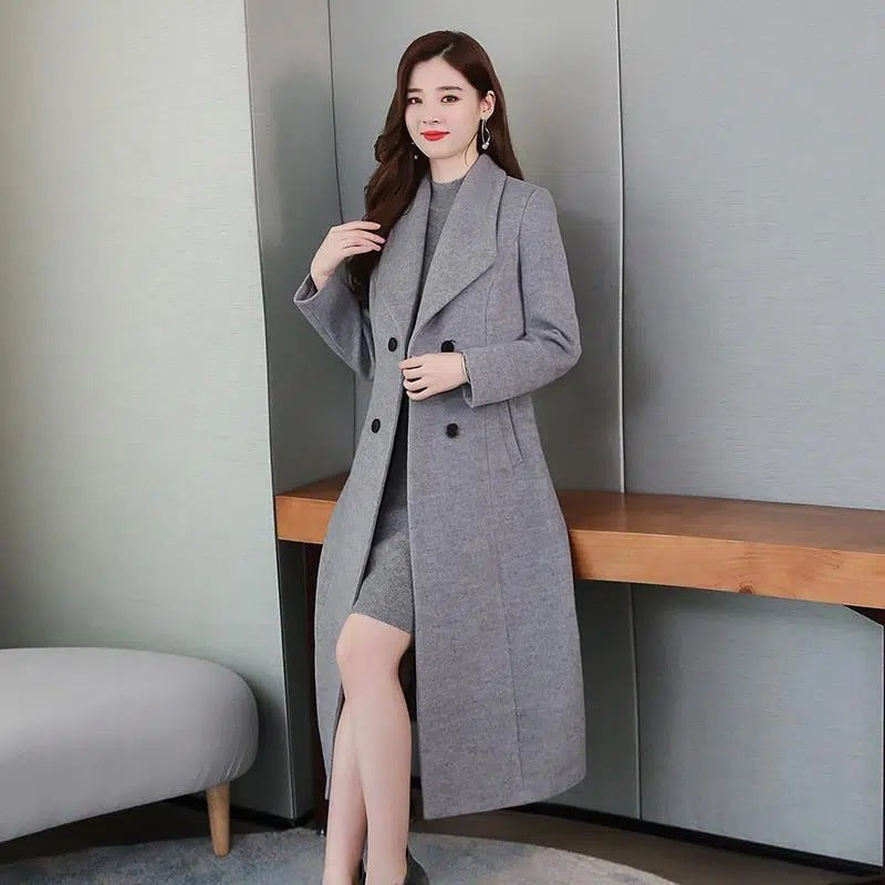 Chaqueta fina de lana con solapa para mujer