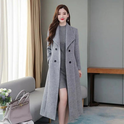Chaqueta fina de lana con solapa para mujer