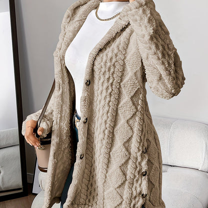 Cárdigan largo con capucha de invierno para mujer