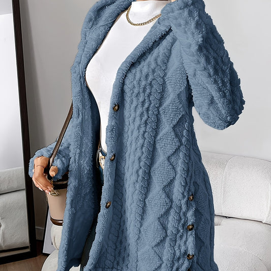Cárdigan largo con capucha de invierno para mujer
