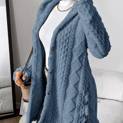 Cárdigan largo con capucha de invierno para mujer