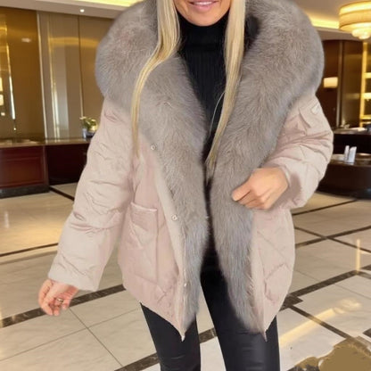 Chaqueta de algodón con capucha de longitud media para mujer