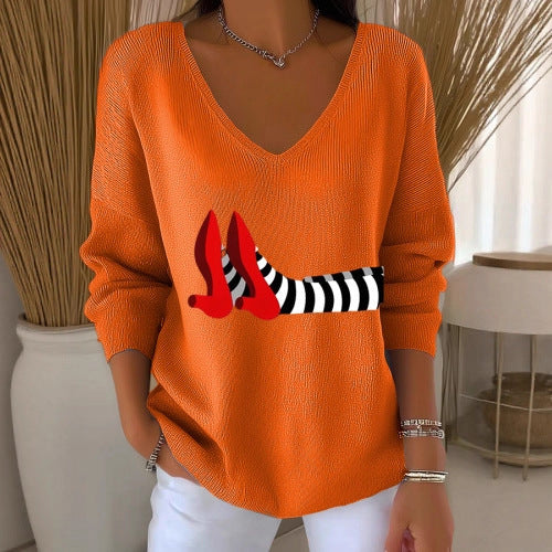 Camiseta holgada de media manga con cuello en V para mujer
