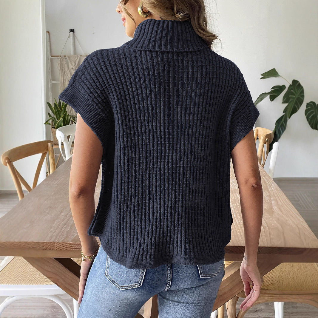 Chaleco de cuello alto estilo europeo y americano con decoración de cierre
