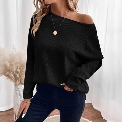 Jersey de punto con hombros de gofre para mujer